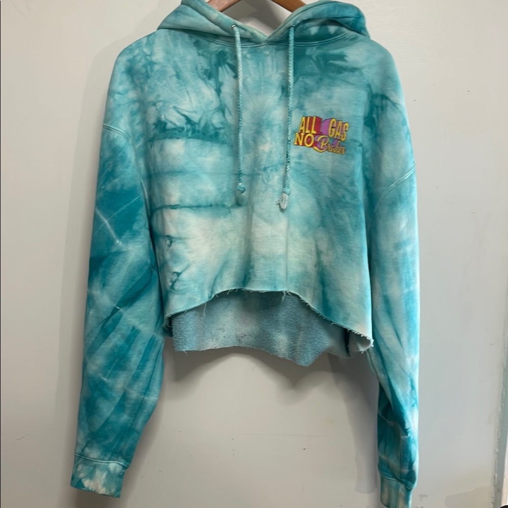 Rare All Gas No Brakes Tie-Dye Cropped Hoodie